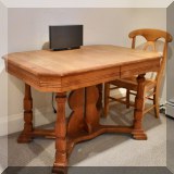 F52. Vintage trestle table with butterfly leaves. 30”h x 46”w x 32”d - $195